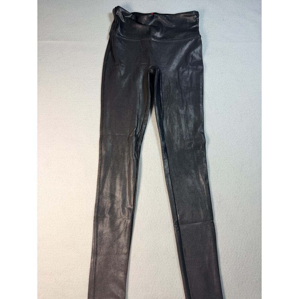 Spanx Faux Leather Leggings Black Waist Pull On Small Shaping